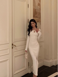 Sexy Mermaid White Long Sleeves 21st Birthday Dress Party Gown Birthday Outfits Birthday Dress Ideas For Women HZ1121