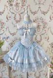 Vintage Ball Gown Halter White/Blue Tulle Lace 22nd Birthday Dress Lolita Dress Cute Lolita Outfits HZ1121