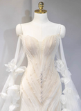 Elegant Mermaid Sweetheart Neck Long Evening Gowns Tulle Beading Special Formal Dresses Prom Dresses HZ1121