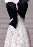 Elegant A-Line One Shoulder Evening Gown Black Sparkly Formal Dress Sequin Long Prom Dresses HZ1121