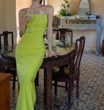 Stunning Sheath Strapless Evening Gown Satin Green Modest Formal Dress Party Dress HZ1121