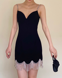 Fashion Sheath Spaghetti Strap Homecoming Dress Tassel Beaded Short Birthday Dress Elegant Party Dress HZ1121