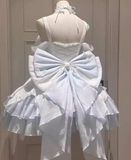Vintage White Ball Gown Spaghetti Strap Chiffon Applique 22nd Birthday Dress Lolita Dress Cute Lolita Outfits HZ1121