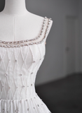 Modest A-Line Bateau Neck Bridal Dress White Tulle Long Wedding Dress Elegant Lace Beads Bridal Gowns HZ1121