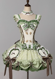 Princess Green Ball Gown Square Neck Satin Lace 22nd Birthday Dresses Lolita Dress Cute Lolita Outfits HZ1121