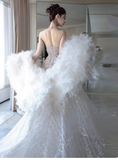 Elegant Sweetheart Neck Mermaid Wedding Dress Tulle Beading Bridal Dress Glamour Trailing Bridal Gowns HZ1121