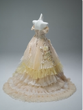 Stunning Flower Ball Gown Off-the-shoulder Gradient Yellow Tulle Lace Tiered Long Quinceanera Dress Formal Gowns Vestido De 15 Anos Sweet 16 Dress HZ1121
