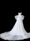 Timeless White Ball Gown Sweetheart Neck Beaded Wedding Dress Tulle Elegant Bridal Gown HZ1121