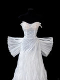 Timeless White Ball Gown Sweetheart Neck Beaded Wedding Dress Tulle Elegant Bridal Gown HZ1121