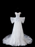 Timeless White Ball Gown Sweetheart Neck Beaded Wedding Dress Tulle Elegant Bridal Gown HZ1121