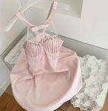 Sweet Pink A-Line Jewel Short Homecoming Dress Satin Birthday Dress Formal Dress HZ1121