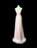 Elegant Strapless Sheath Prom Dress Vintage Chiffon Pink Formal Evening Dress HZ1121