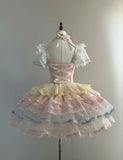 Vintage Square Neck Ball Gown Lace Tulle Short Lolita Dress Cute 18th Birthday Outfit HZ1121