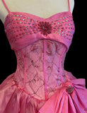 Cute Fuchsia Ball Gown Spaghetti Strap Quinceanera Dress Tulle Beaded Sweet 16 Dress HZ1121