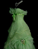 Cute Green Ball Gown Spaghetti Strap Quinceanera Dress Tulle Sweet 16 Dress HZ1121