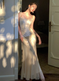 Sparkly Mermaid Evening Dresses, Chiffon Sleeveless Formal Dresses Wedding Guest Dresses HZ1121