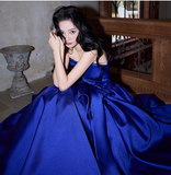 Elegant Strapless A-Line Evening Dresses, Royal Blue Formal Dresses HZ1121