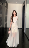 Elegant Jewel Sheath Evening Dresses, White Tulle Birthday Dresses HZ1121