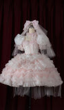 Cute Square Neck Ball Gown Tulle Short Sleeve Birthday Dress Pink Lolita Dress HZ1121