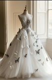 Elegant Sweetheart Neck Ball Gown Tulle Beaded Long Luxury Wedding Dresses White Sleeveless Bridal Gowns HZ1121