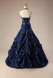 Elegant Halter Ball Gown Taffeta Long Prom Dresses, Navy Quinceanera Dresses Sweet 16 Dress HZ1121