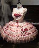 Sweet Spaghetti Strap Ball Gown Lace Tulle Birthday Dresses Red Lolita Dresses HZ1121