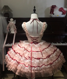 Sweet Spaghetti Strap Ball Gown Lace Tulle Birthday Dresses Red Lolita Dresses HZ1121