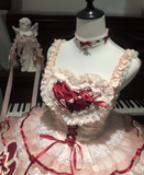 Sweet Spaghetti Strap Ball Gown Lace Tulle Birthday Dresses Red Lolita Dresses HZ1121