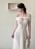 Elegant Off-the-shoulder Mermaid Chiffon Long Prom Dresses, White Formal Evening Gowns HZ1121