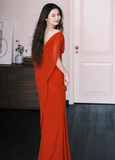Elegant Off-shoulder Mermaid Chiffon Long Prom Dresses£¬Red Formal Evening Gowns HZ1121