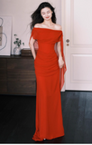 Elegant Off-shoulder Mermaid Chiffon Long Prom Dresses£¬Red Formal Evening Gowns HZ1121