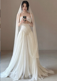 Modest Sheath Chiffon Wedding Dresses, Sleeveless Bridal Gowns Simple Wedding Gowns HZ1121