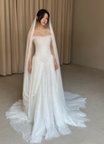 Modest Sheath Chiffon Wedding Dresses, Sleeveless Bridal Gowns Simple Wedding Gowns HZ1121