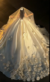 Timeless Strapless Ball Gown Satin Luxury Wedding Dress, White Bridal Gowns HZ1121