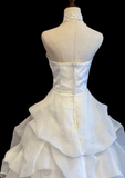Timeless Halter Ball Gown Tulle Luxury Wedding Dress, White Bridal Gowns HZ1121
