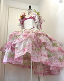 Cute Sweetheart Neck Ball Gown Floral Chiffon Short Birthday Dresses Sweet Lolita Dresses HZ1121