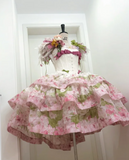 Cute Sweetheart Neck Ball Gown Floral Chiffon Short Birthday Dresses Sweet Lolita Dresses HZ1121