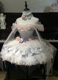 Cute Off-the-shoulder Ball Gown Short Birthday Dresses Sweet Pale Blue Lolita Dresses HZ1121