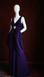Chic V-neck Sheath Chiffon Long Prom Dresses, Purple Formal Evening Dresses HZ1121