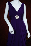 Chic V-neck Sheath Chiffon Long Prom Dresses, Purple Formal Evening Dresses HZ1121