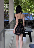 Sexy Strapless Bodycon Tulle Short Birthday Dresses Black Homecoming Dresses HZ1121