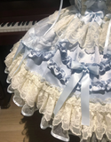 Cute Strap Ball Gown Lace Short Birthday Dresses Blue Lolita Dresses HZ1121
