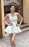 Sexy Strapless A-Line Short Prom Dresses, White Homecoming Dresses HZ1121