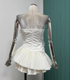 Gorgeous Strapless Sheath Two-Piece Short Prom Dresses, Red Pleated Homecoming Dresses HZ1121