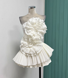 Gorgeous Strapless Sheath Two-Piece Short Prom Dresses, Red Pleated Homecoming Dresses HZ1121