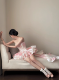 Gorgeous Sweetheart Neck Ball Gown Chiffon Short Prom Dresses, Pink Homecoming Dresses HZ1121