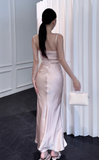 Elegant Sheath Satin Long Prom Dresses,Pink Formal Evening Dresses HZ1121