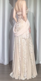 Vintage Spaghetti Straps Sheath Chiffon Long Prom Dresses, Light Champagne Formal Evening Dresses HZ1121