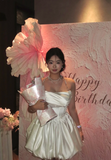 Cute A-Line Satin Birthday Dresses, White Homecoming Dresses HZ1121