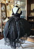 Gothic Strap Ball Gown Lace Bow 18th Birthday Dresses Black Lolita Dress HZ1121